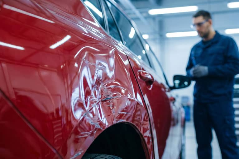 Protective layer being added to car